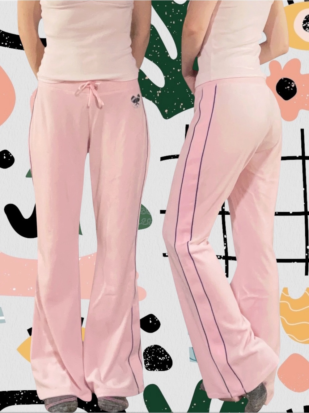 Juicy Couture | Light Pink Velour Flared Leg Track Pants